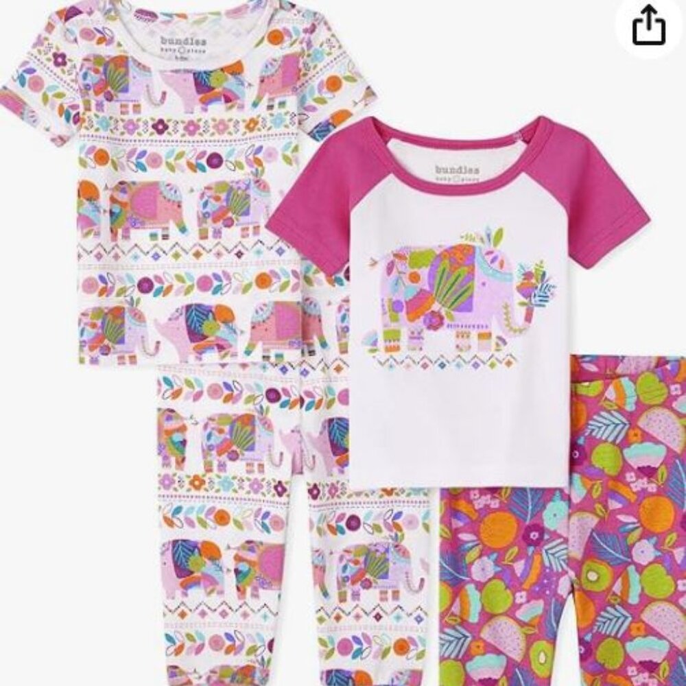 NWT The Children’s Place Baby And Toddler Girls Elephant Snug Fit Cotton Pajama